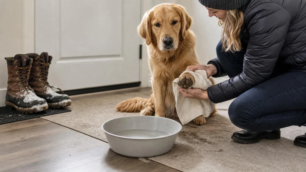 Road Salt on Pet Paws: Rinse, Dry, and Inspect
