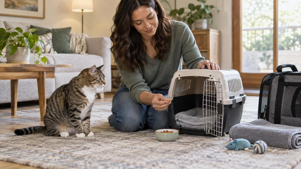 Cat Carrier Practice: Location, Treats, Door, and Travel